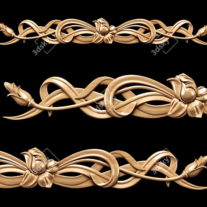 Title: Art Nouveau Carved Trim 3D model image 2