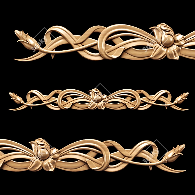 Title: Art Nouveau Carved Trim 3D model image 3