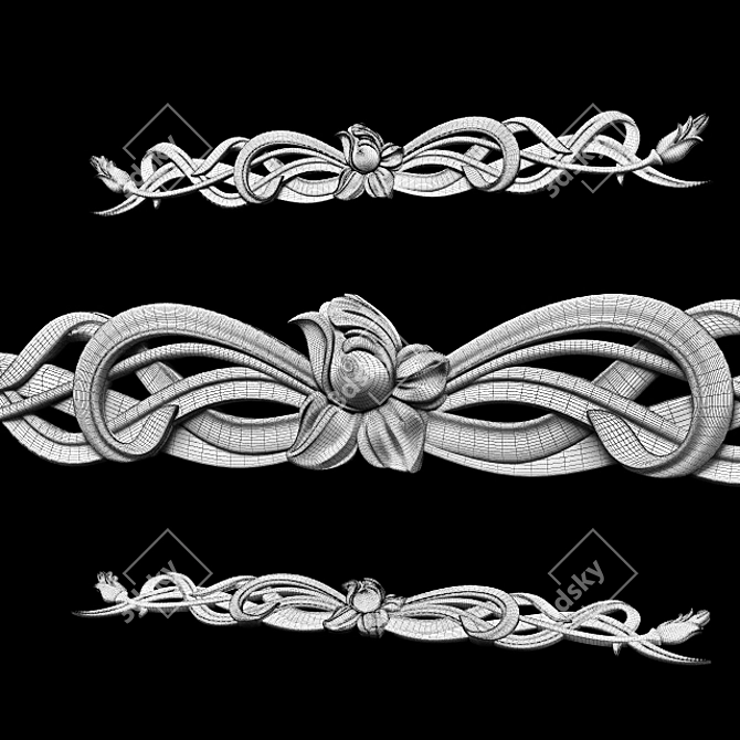 Title: Art Nouveau Carved Trim 3D model image 8