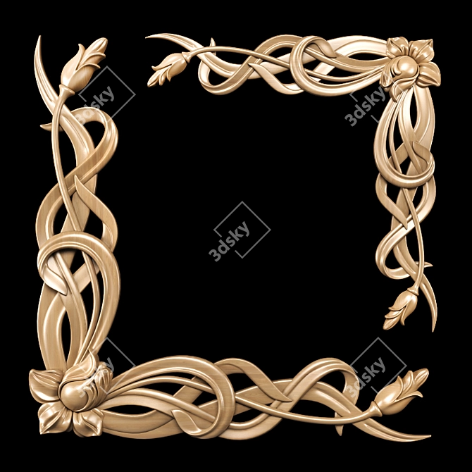 Elegant Art Nouveau Carving 3D model image 1