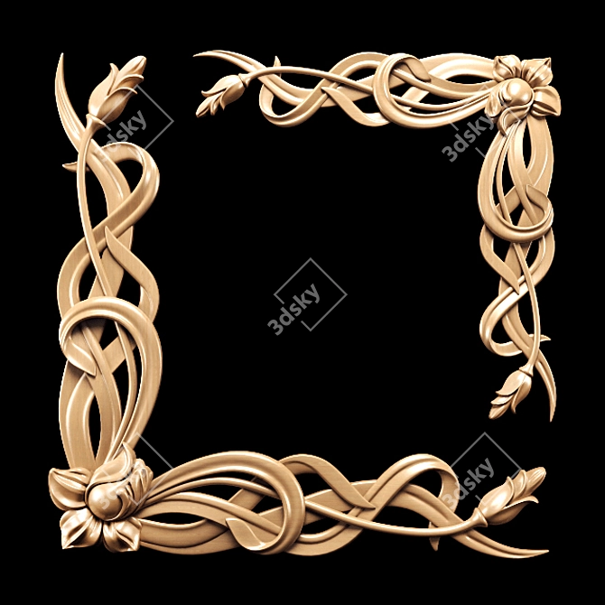 Elegant Art Nouveau Carving 3D model image 3