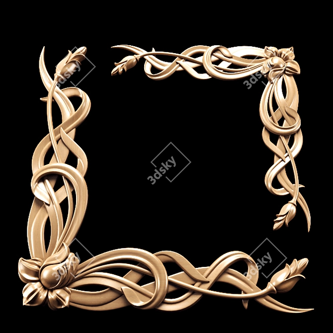 Elegant Art Nouveau Carving 3D model image 5