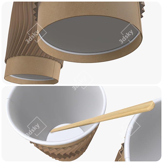 Biodegradable Coffee Cup Lid & Heat Damper 3D model image 3