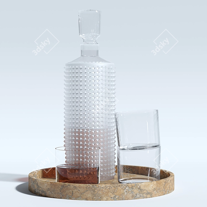 Sleek Stud Decanter Set 3D model image 1