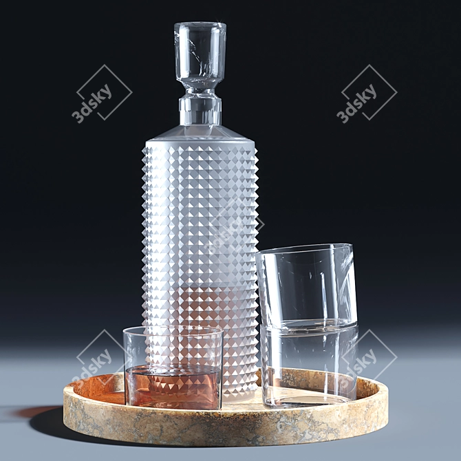 Sleek Stud Decanter Set 3D model image 2