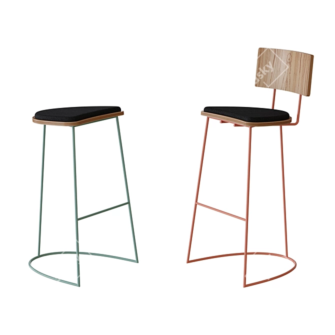 Modern Boomerang Bar Stool 3D model image 1