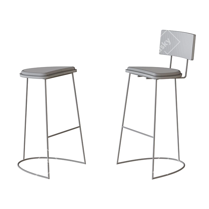 Modern Boomerang Bar Stool 3D model image 3