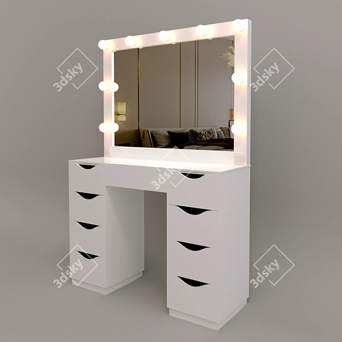 Roofix Vanity Table: Modern Design with Adjustable Mirror 3D model image 2