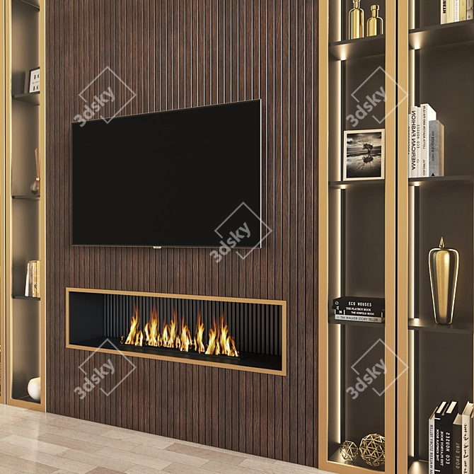 Elegant Wall-mounted TV Stand 3D model image 1