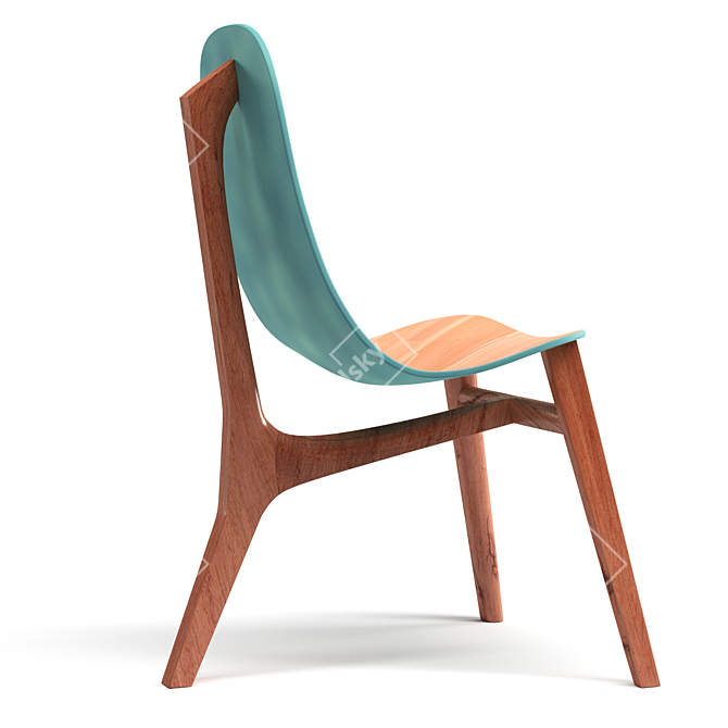 Modern Blue and Green Wooden Chair 3D model image 1