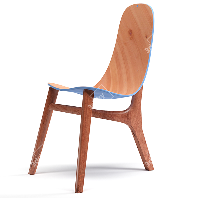 Modern Blue and Green Wooden Chair 3D model image 4