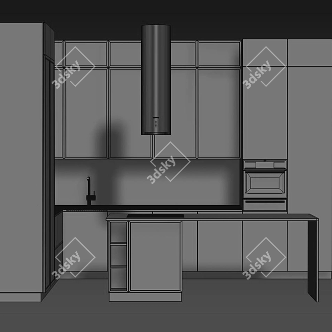 Sleek Modern Kitchen Model 3D model image 4