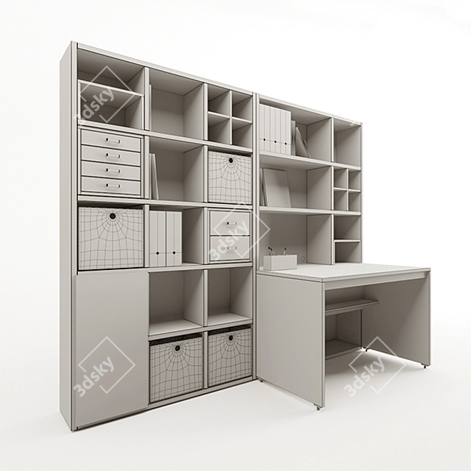 Sleek Maple Desk Bookcase 3D model image 2