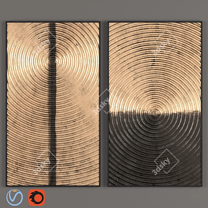 Rustic Waves Metal Wall Art 3D model image 1