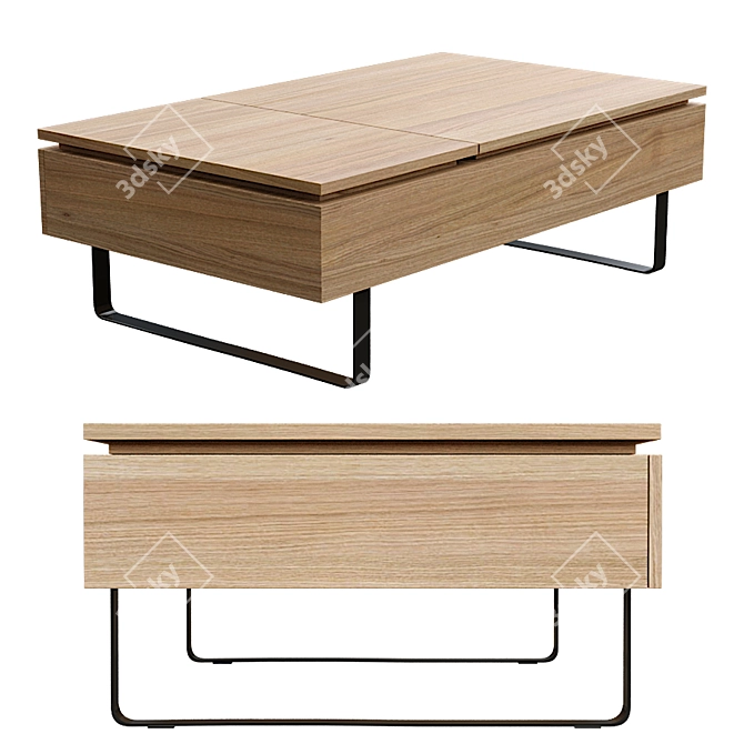 Versatile Coffee Table with Storage 3D model image 2