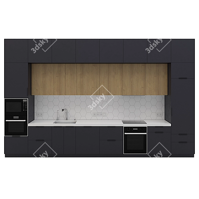 3D Kitchen Model with Textures 3D model image 1