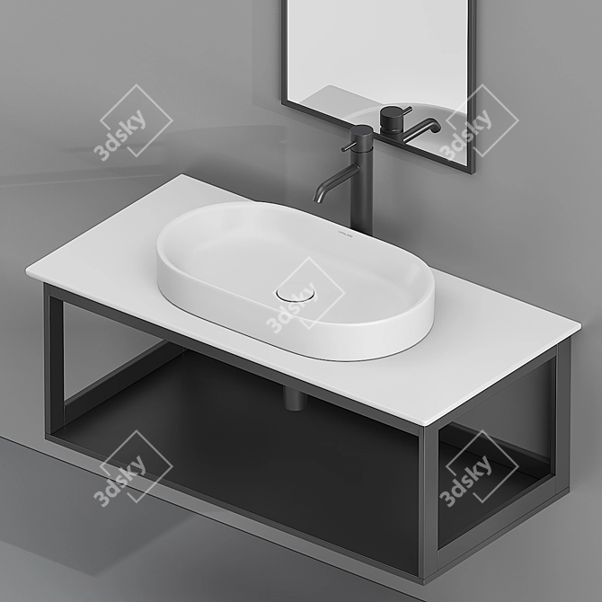 Catalano Horizon 60x35: Stylish Aluminum Sink with Mirror 3D model image 2