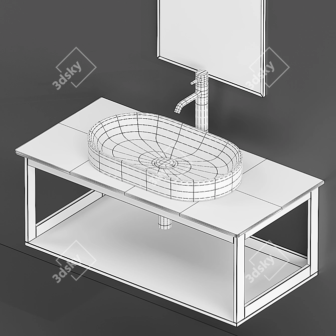 Catalano Horizon 60x35: Stylish Aluminum Sink with Mirror 3D model image 3