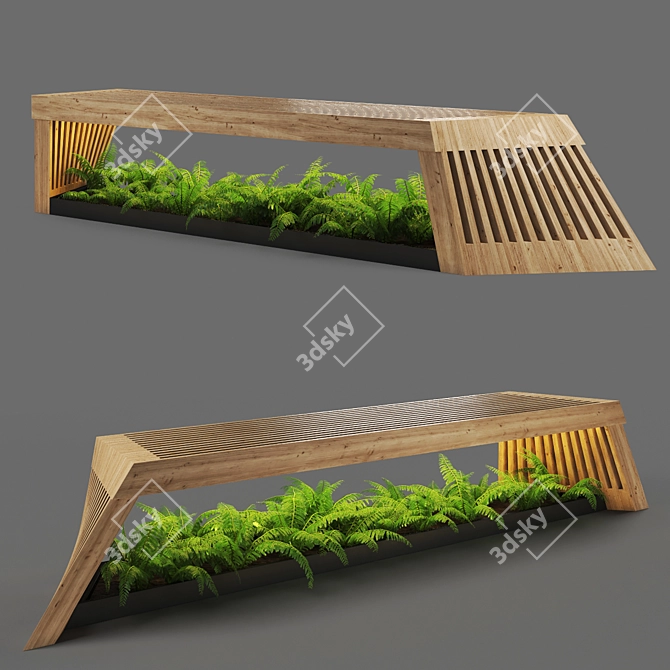 Extra-Long Unique Bench 3D model image 3