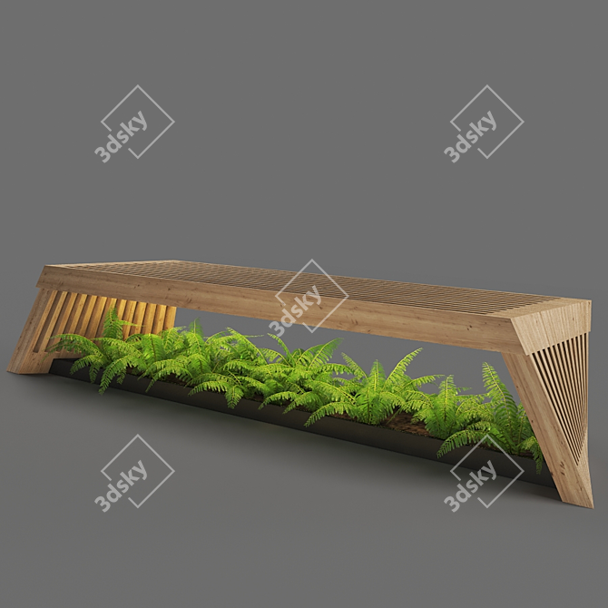 Extra-Long Unique Bench 3D model image 1