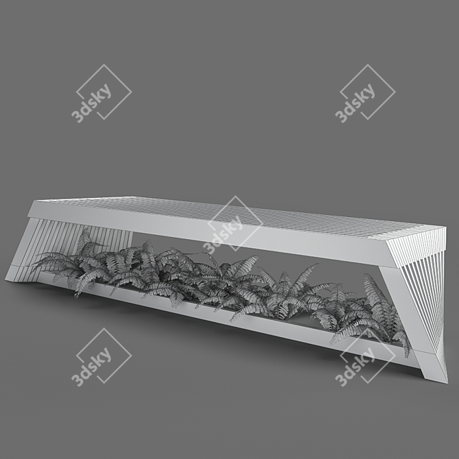 Extra-Long Unique Bench 3D model image 2