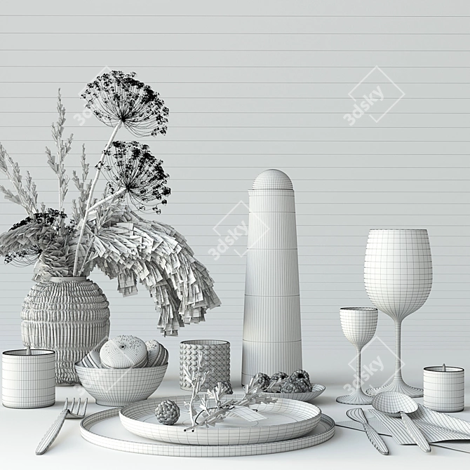 Heracleum Tableware Collection: Elegant and Versatile 3D model image 3