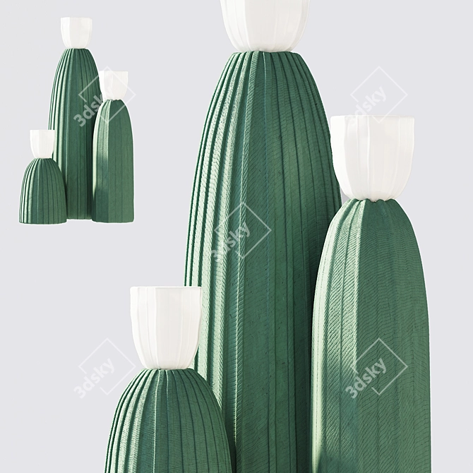 Ceramic Cactus Light: Chic Home Decor 3D model image 3