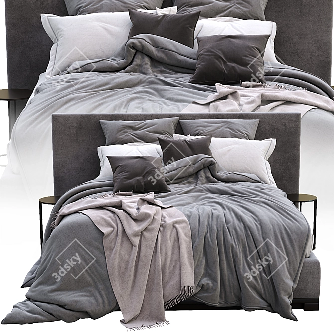 Elegant Bauci-Ovidi Bed: A Heavenly Slumber 3D model image 2