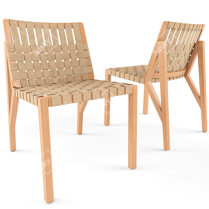 Elegant Beechwood Marta Chair 3D model image 1