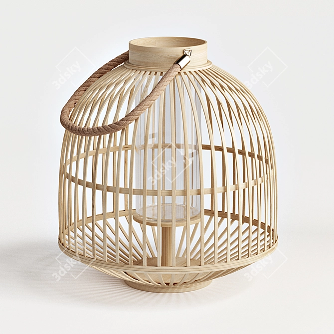 Natural Bamboo Lantern | Handcrafted Rope Handle | D39xH40 cm 3D model image 1