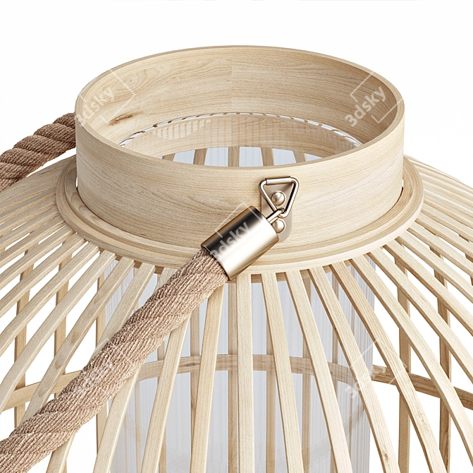 Natural Bamboo Lantern | Handcrafted Rope Handle | D39xH40 cm 3D model image 4