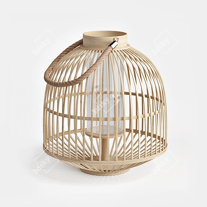 Natural Bamboo Lantern | Handcrafted Rope Handle | D39xH40 cm 3D model image 6