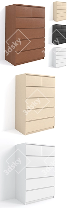 IKEA МАЛЬМ 6-Drawer Chest, Versatile Storage Solution 3D model image 2