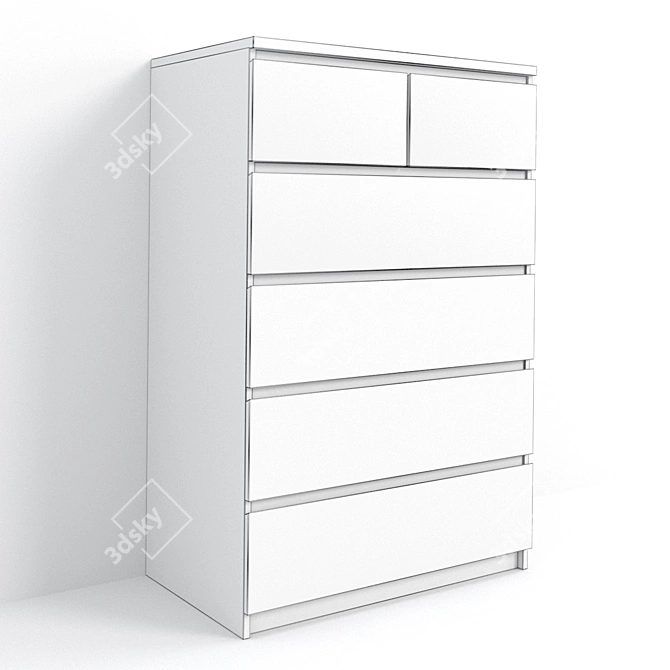 IKEA МАЛЬМ 6-Drawer Chest, Versatile Storage Solution 3D model image 3