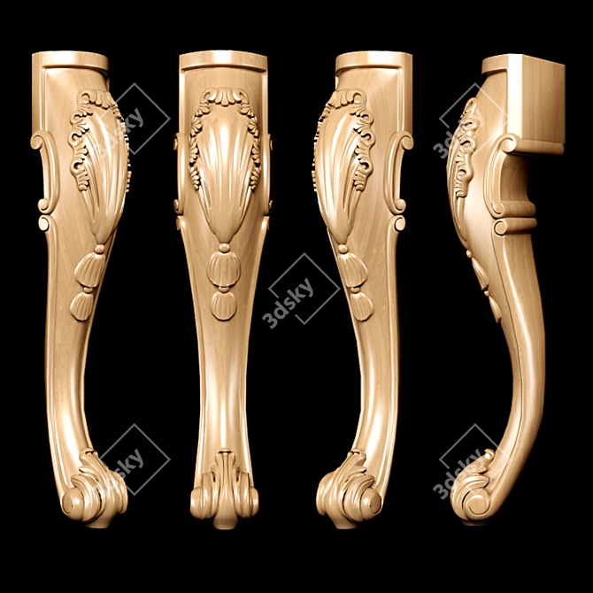 Title: Elegance Carved Leg for CNC & Close-Up Renders 3D model image 2