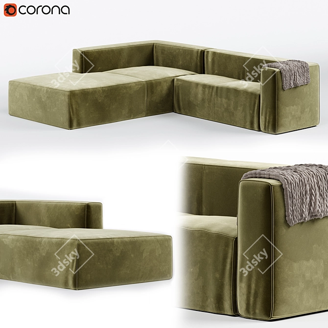 Modern Hoek L Sofa: Stylish and Versatile 3D model image 1