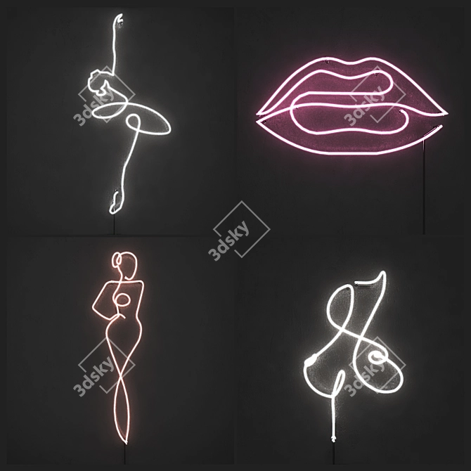 Neon Light Set - Vibrant Illumination for Bars, Cafes, and Homes 3D model image 1