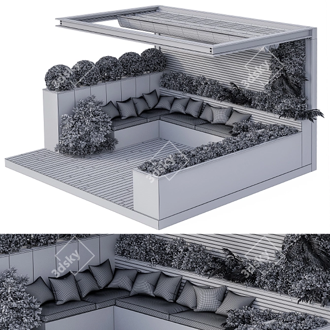 Urban Oasis: Pergola Roof Garden 3D model image 5