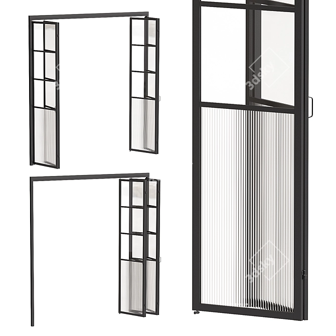 Modern Glass Room Divider 3D model image 1