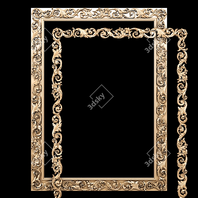 Elegant Carved Frame  Classic Design 3D model image 1