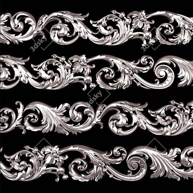 Elegant Carved Frame  Classic Design 3D model image 7