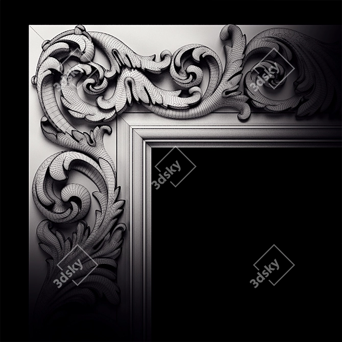 Elegant Carved Frame  Classic Design 3D model image 9