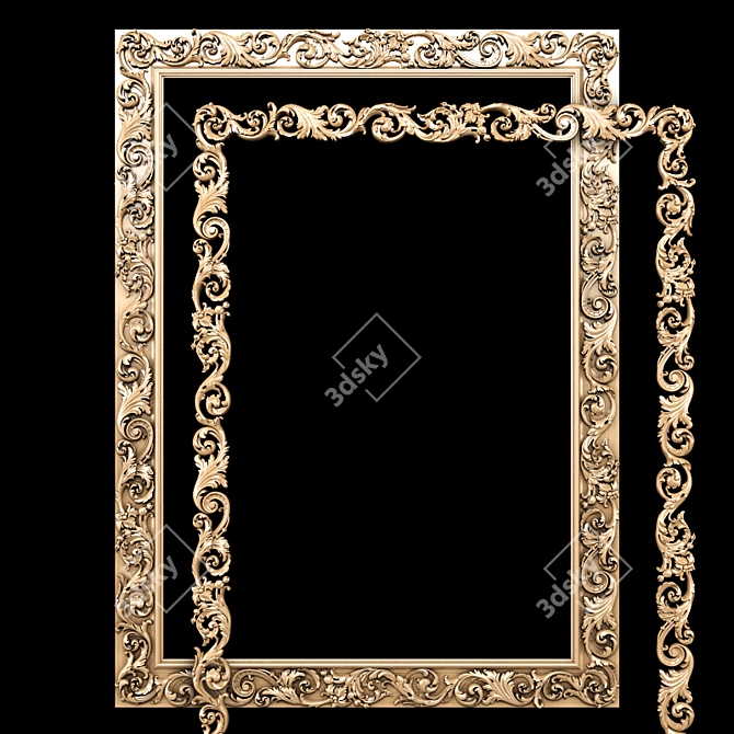 Elegant Carved Frame  Classic Design 3D model image 10