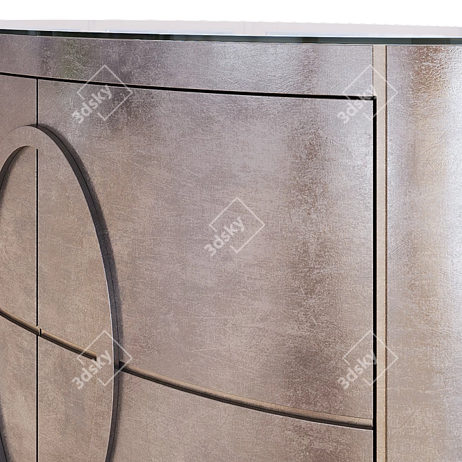 Modern Glass-Top MDF Sideboard 3D model image 2