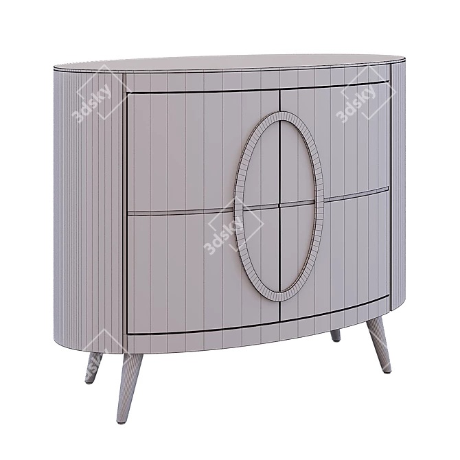 Modern Glass-Top MDF Sideboard 3D model image 3