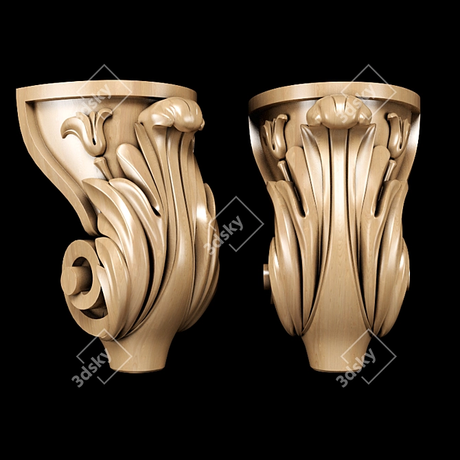 Classic Carved Leg - High-Quality, Versatile CNC & Close-Up Ready 3D model image 1
