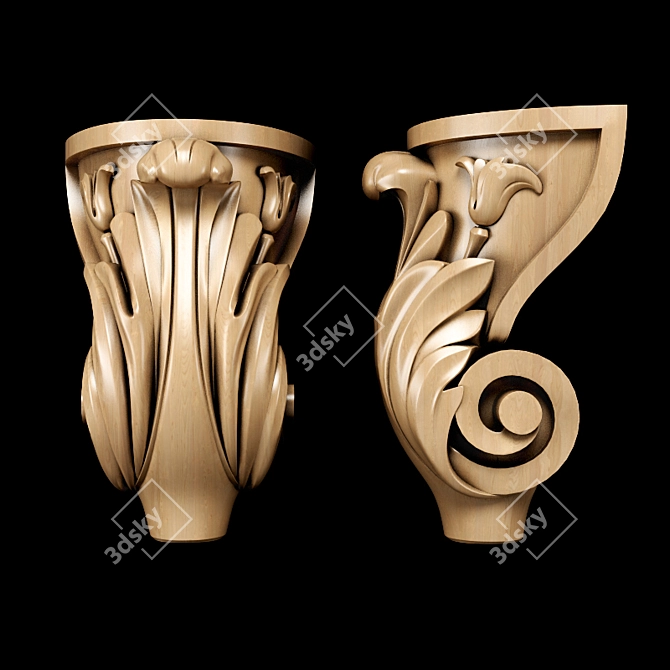 Classic Carved Leg - High-Quality, Versatile CNC & Close-Up Ready 3D model image 2