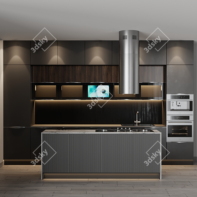 Modern Style Kitchen with TV and High-end Appliances 3D model image 6