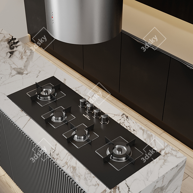 Modern Style Kitchen with TV and High-end Appliances 3D model image 7