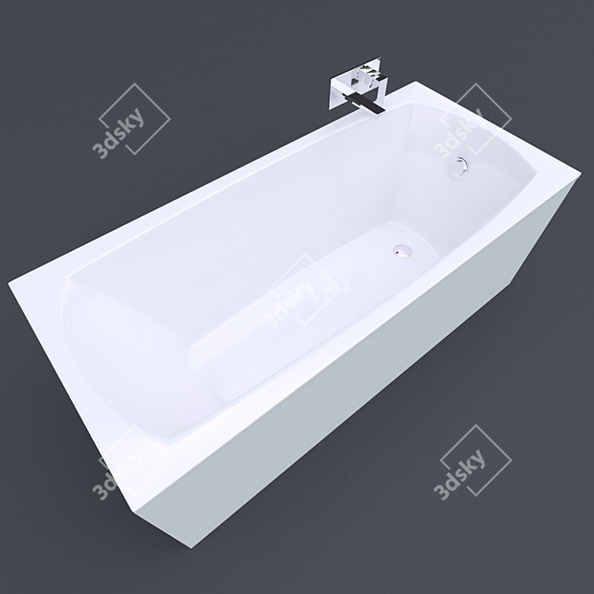 Modern Chrome Bathtub and Mixer 3D model image 1